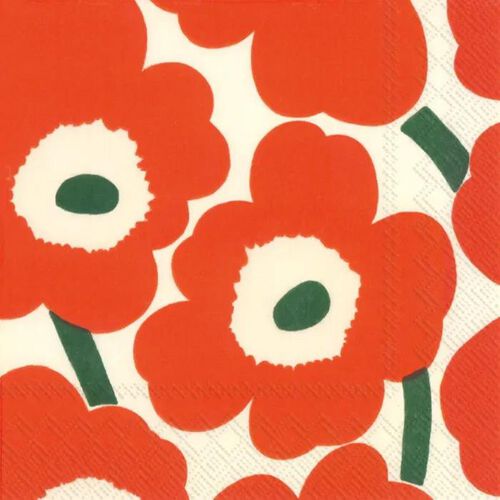 Marimekko Unikko Orange Green Luncheon Napkin